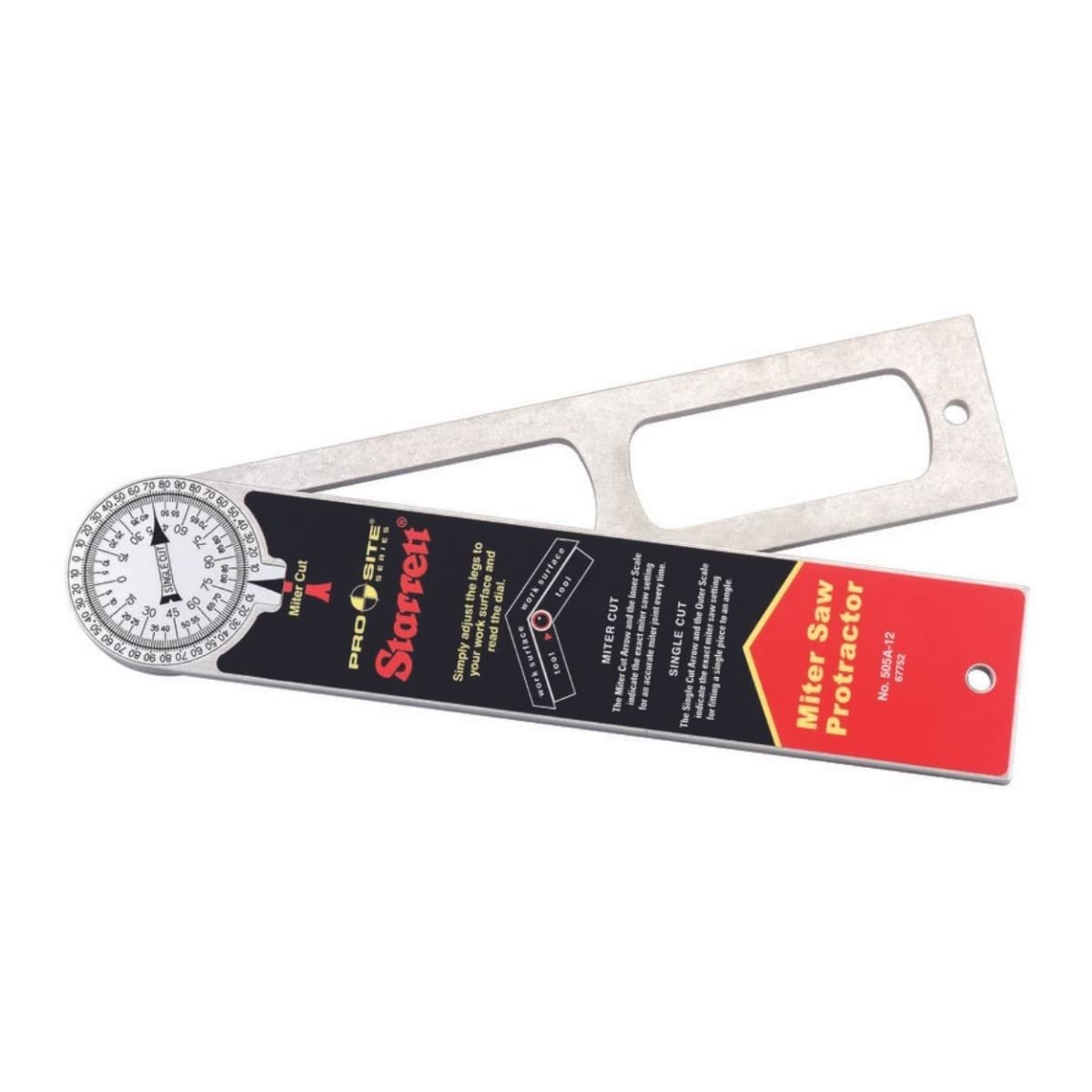 Starrett ProSite Miter Protractor Angle Finder with Two Laser Engraved Scales - Ideal for Carpenters, Plumbers, and DIY Home Improvement - 12" Aluminum - 505A-12
