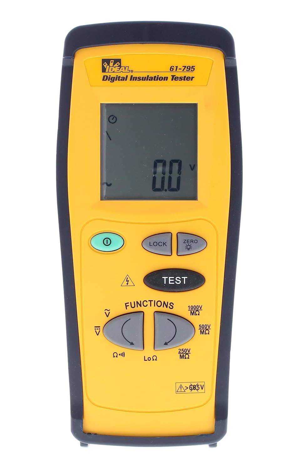 IDEAL INDUSTRIES INC. 61-795 Hand-held Insulation Tester, 250/500/1000V test voltages,Yellow, General Duty
