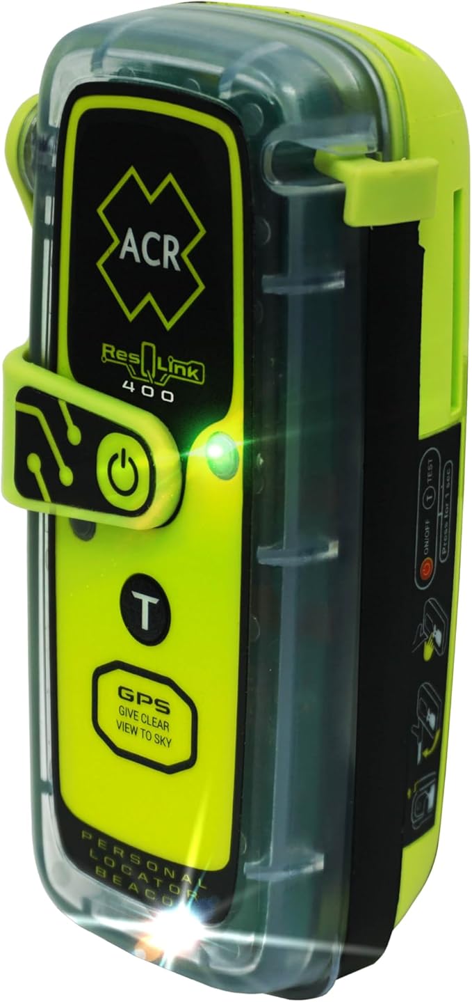 ACR ResQLink 400 - SOS Personal Locator Beacon with GPS and Global Coverage - Designed to Alert Search and Rescue Efforts for Any Outdoor Emergency - Ideal for Hiking, Hunting, Boating, Fishing